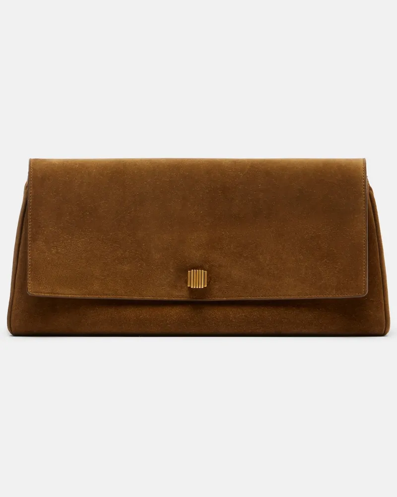 KHAITE Clutch Audrey aus Veloursleder Braun
