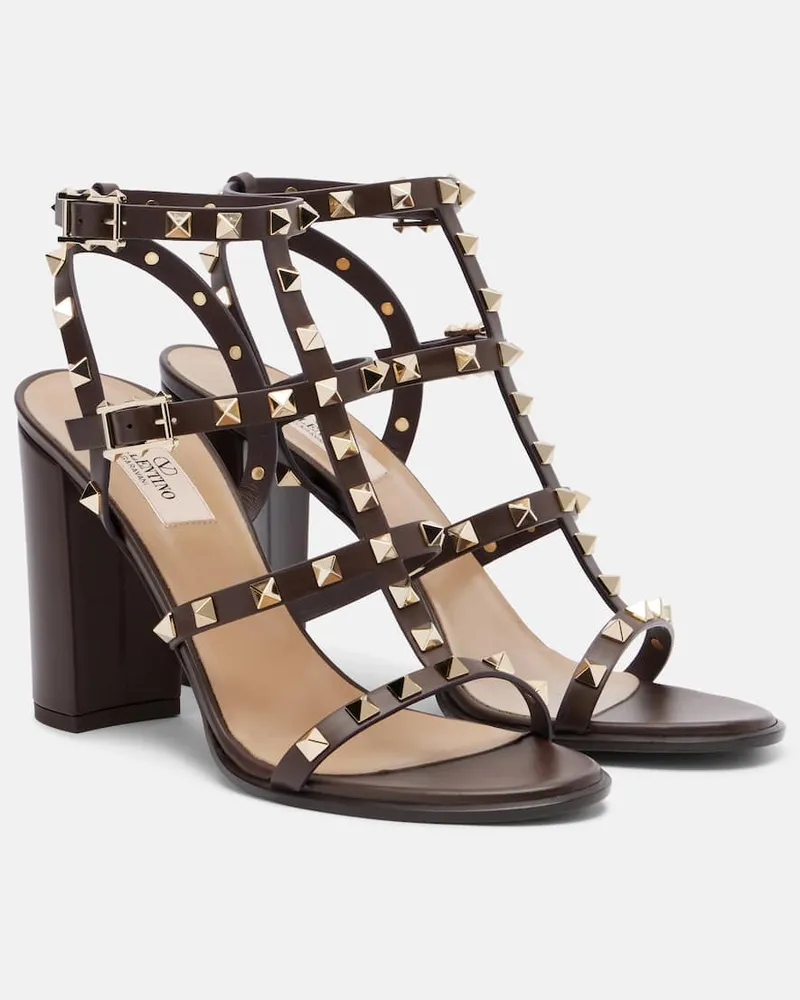 Valentino Garavani Verzierte Sandalen aus Leder Braun