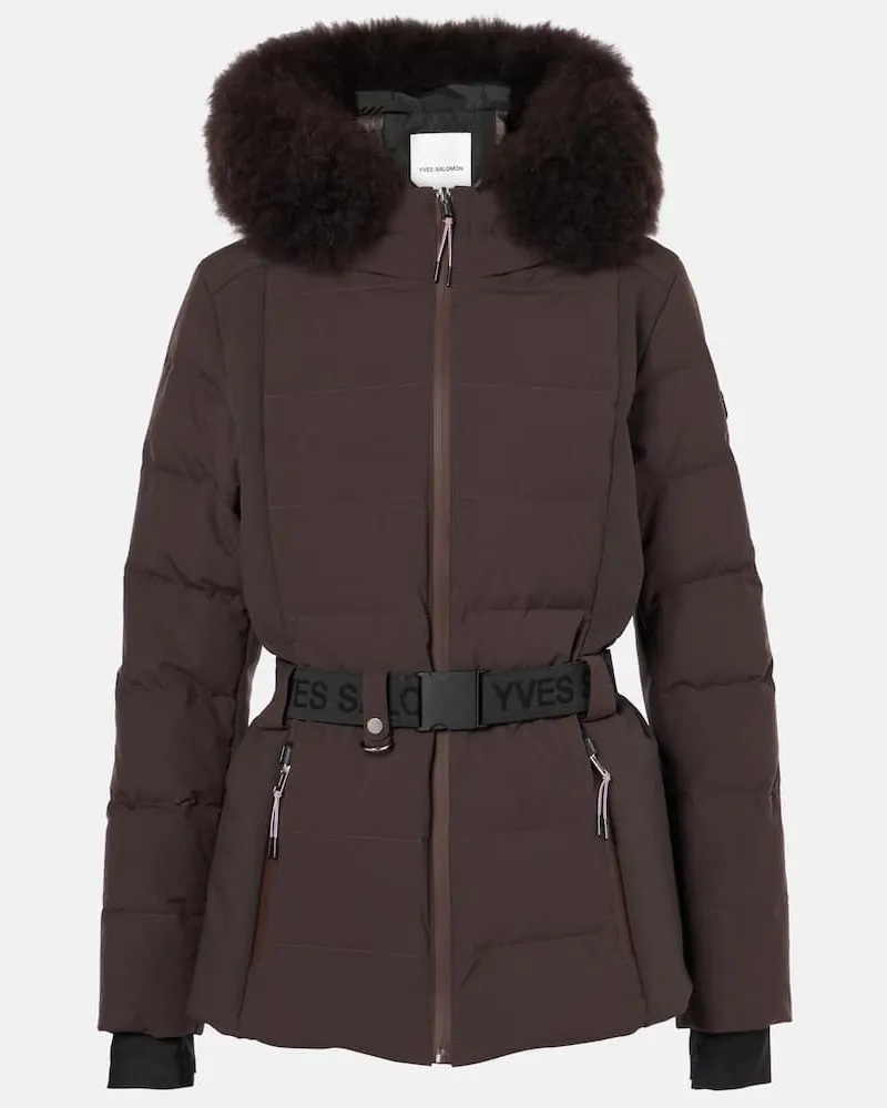 Yves Salomon Skijacke Veste 64 cm mit Shearling Braun