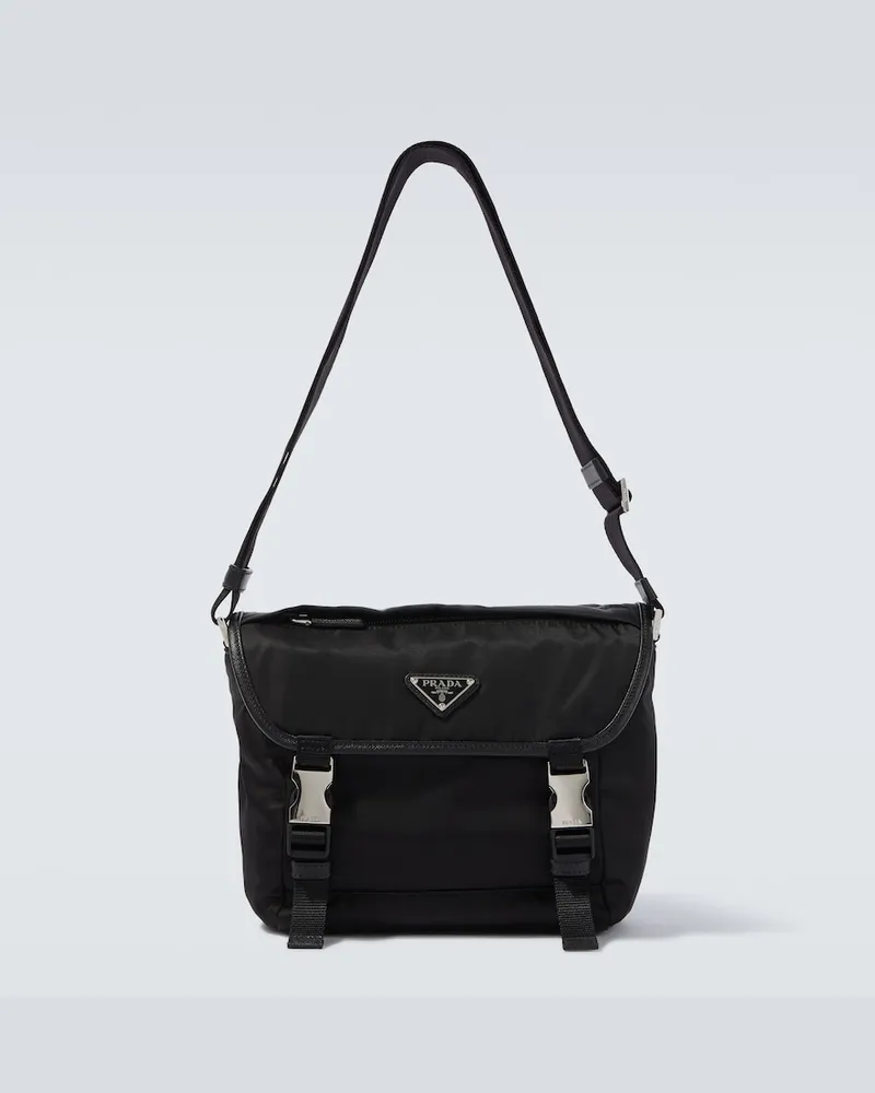Prada Messenger Bag aus Re-Nylon mit Leder Schwarz