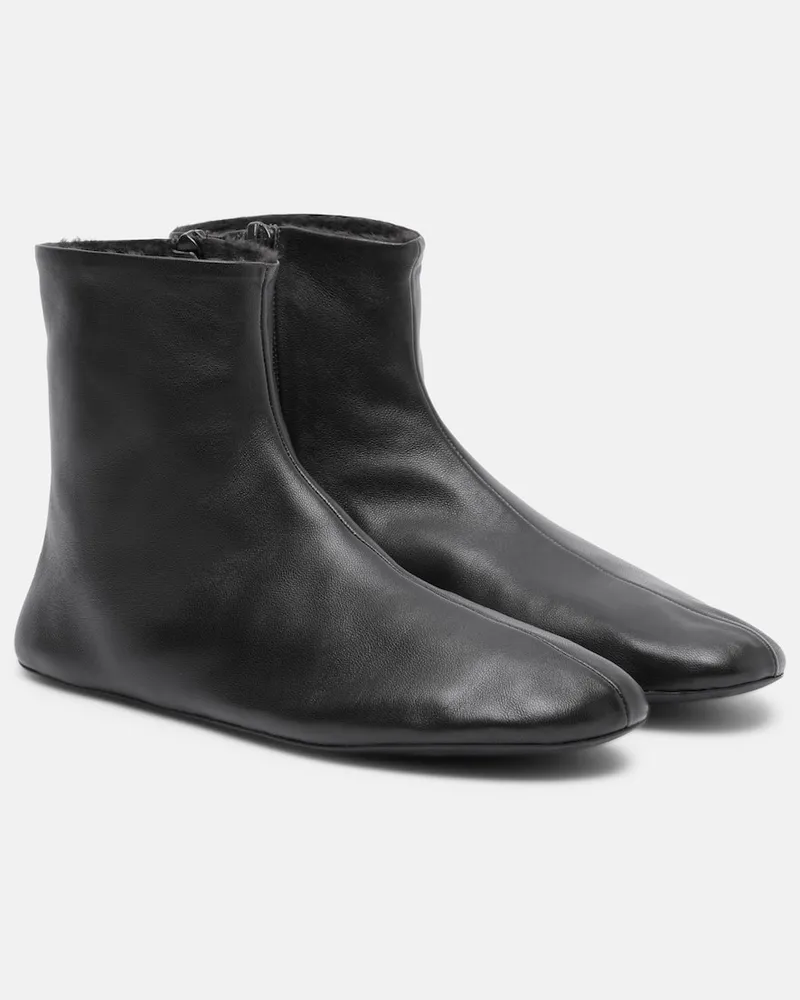 The Row Ankle Boots Stella aus Leder mit Shearling Schwarz