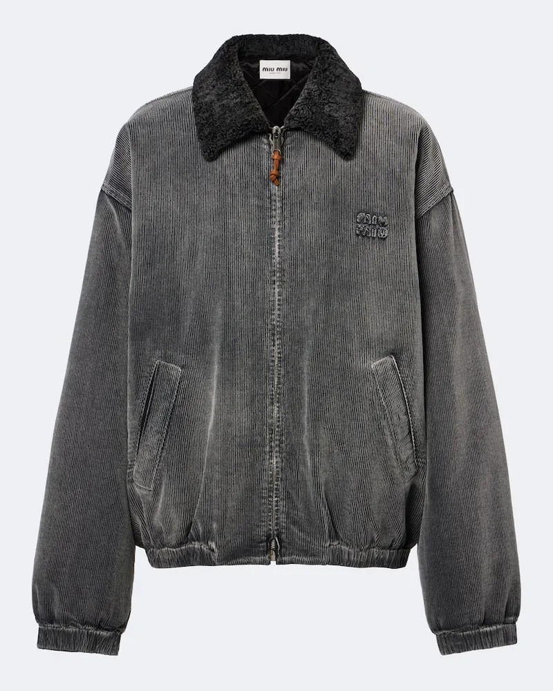 Miu Miu Bomberjacke aus Baumwollcord Grau