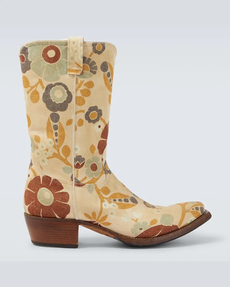 Prada Westernstiefel aus Canvas Beige
