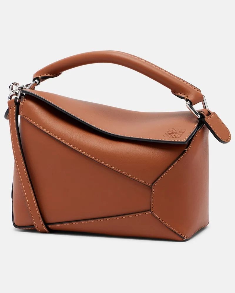 Loewe Tote Bag Puzzle Edge Mini aus Leder Braun