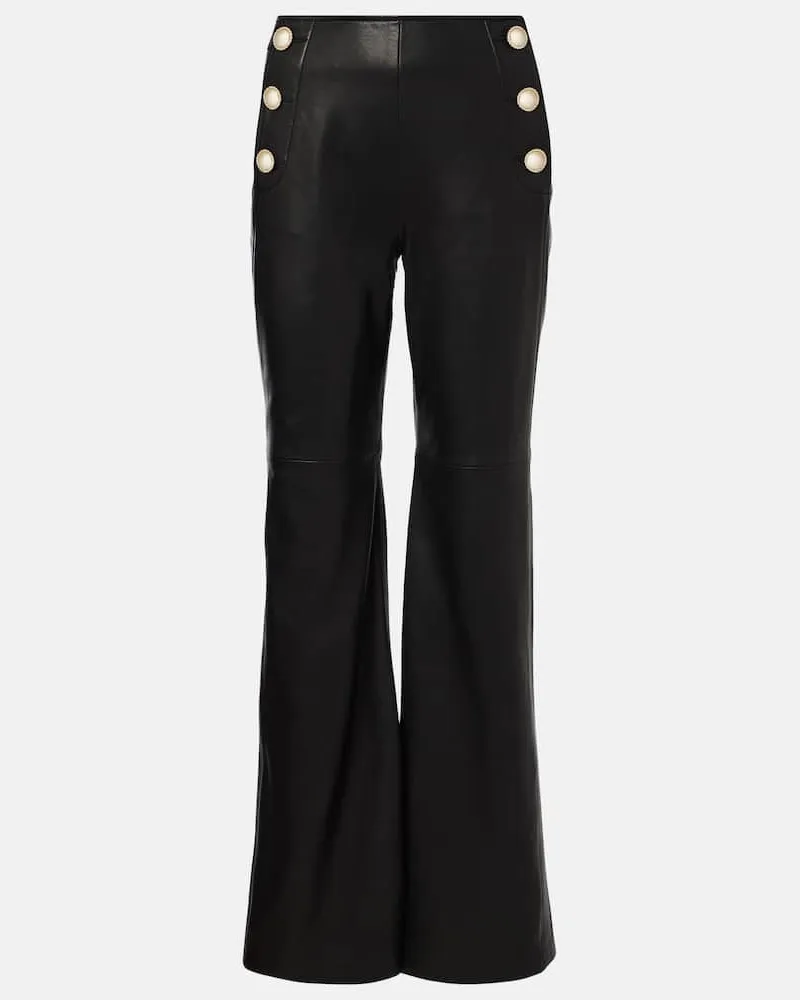 Dorothee Schumacher Schlaghose Sleek Statement aus Leder Schwarz