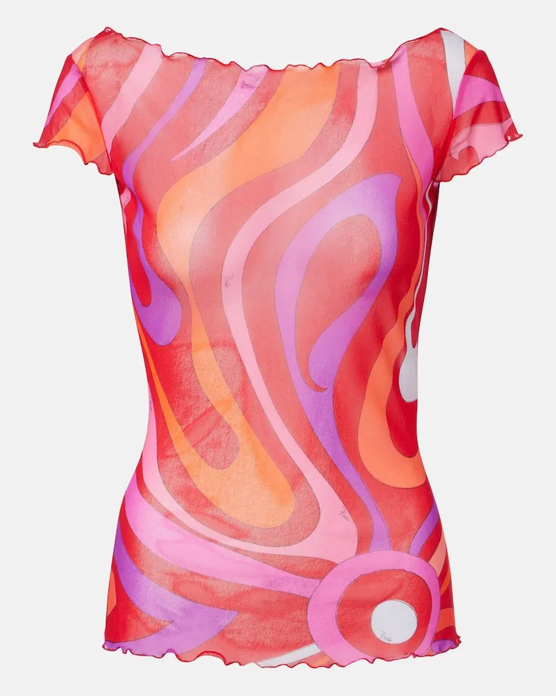 Emilio Pucci Top Marmo aus Mesh Multicolor