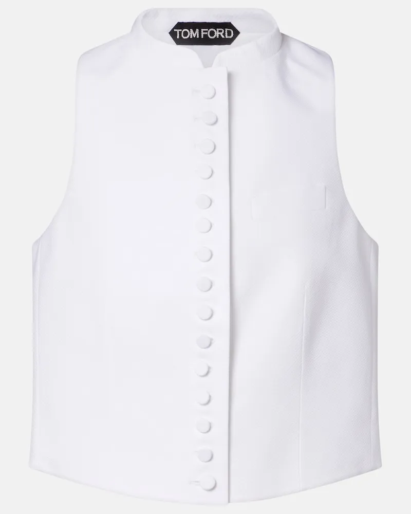 Tom Ford Weste aus Baumwoll-Piqué Weiß