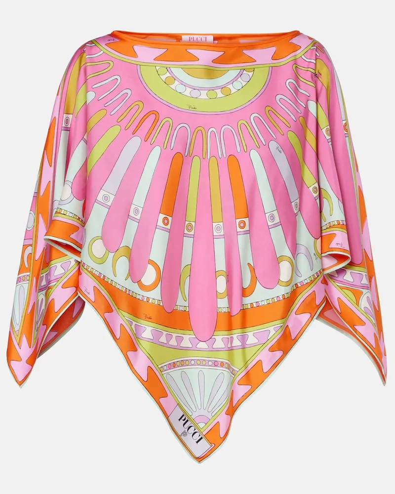 Emilio Pucci Top Soleil aus Seiden-Twill Multicolor