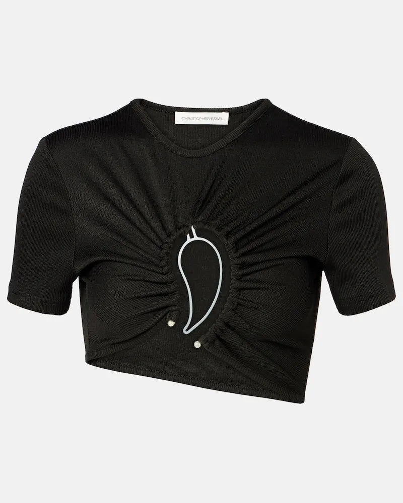 Christopher Esber Cropped-Top Paisley Schwarz