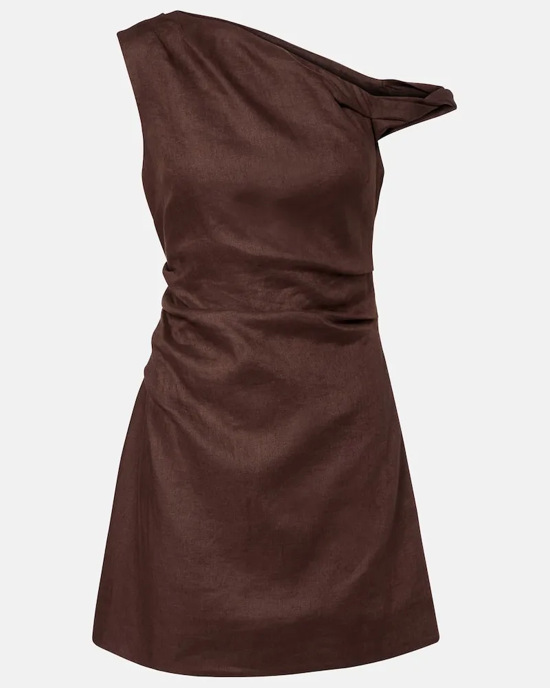 SIR One-Shoulder-Minikleid aus Leinen Braun