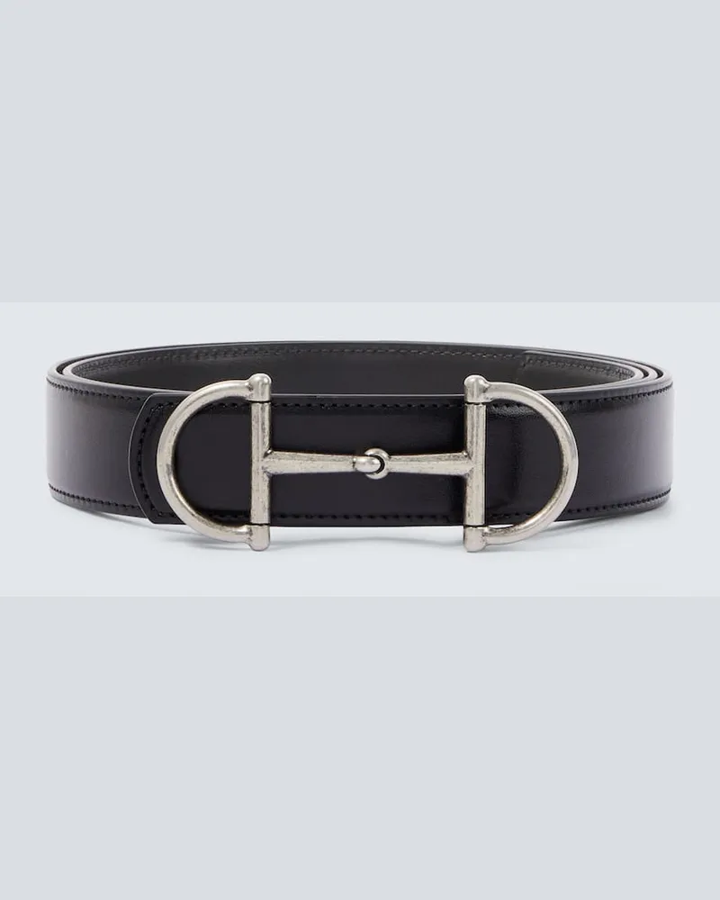 Gucci Wendbarer Gürtel Horsebit aus Leder Schwarz