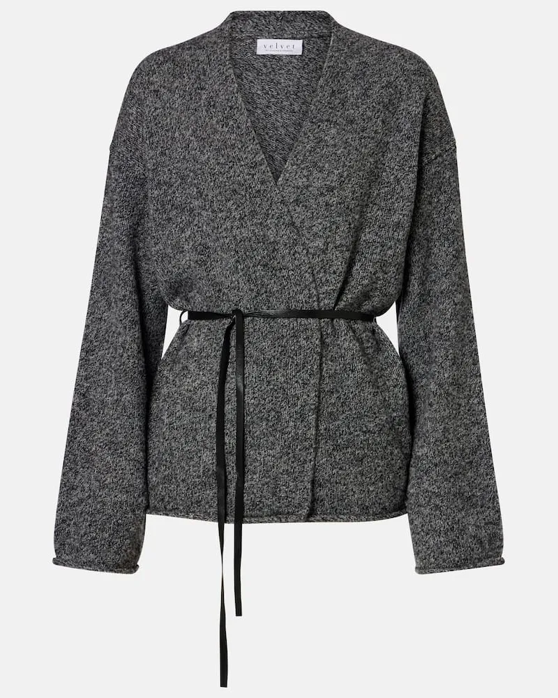 Velvet Cardigan Alina aus einem Wollgemisch Grau
