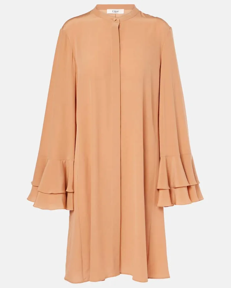 Chloé Chloé Minikleid aus Crêpe de Chine aus Seide Beige