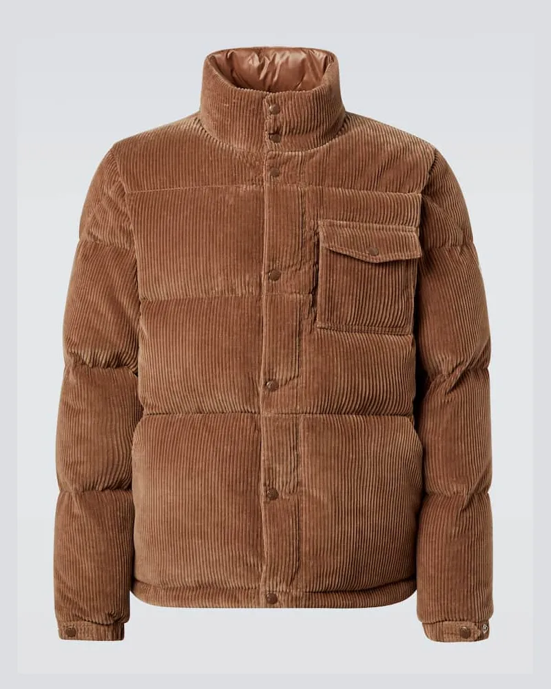 Moncler Daunenjacke Serrant aus Baumwoll-Cord Braun