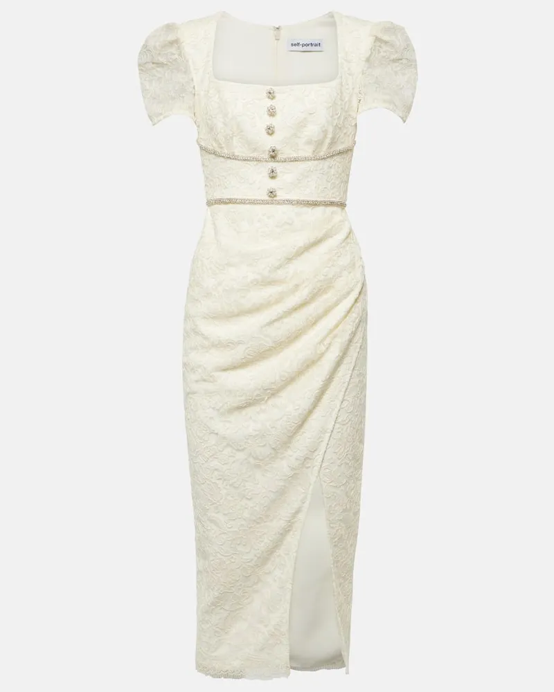 Self-Portrait Bridal Midikleid aus Spitze Weiß