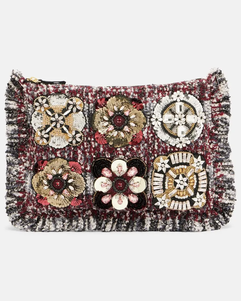 La DoubleJ Bestickte Clutch aus Jacquard Multicolor