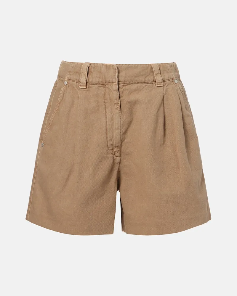 Brunello Cucinelli Bermuda-Shorts aus Baumwolle und Leinen Beige