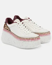 Chloé Chloe Plateau-Sneakers Nama aus Leder Braun