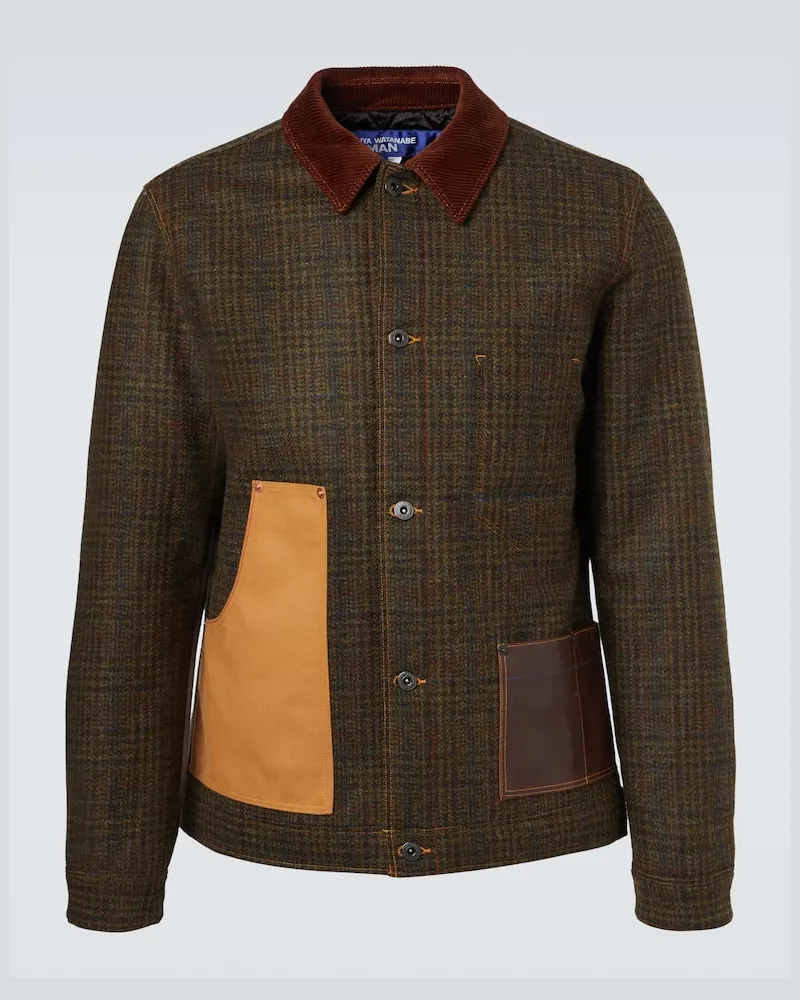 Junya Watanabe Jacke aus Wolle mit Leder Grün