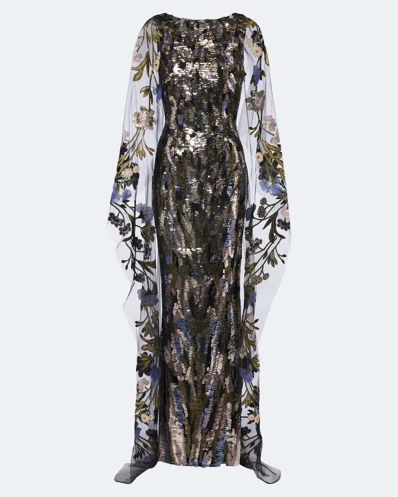 Elie Saab Cape-Robe mit Pailletten Multicolor