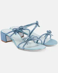 René Caovilla Sandalen Caterina aus Satin mit Kristallen Blau