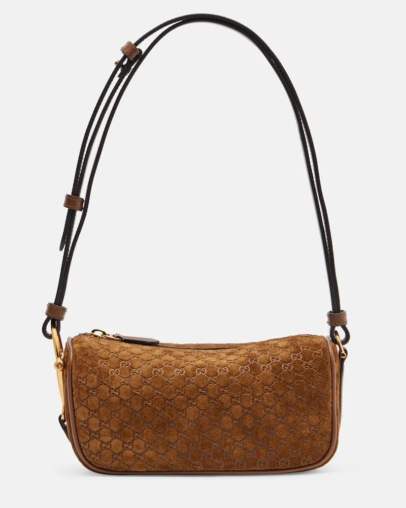 Gucci Schultertasche GG aus Veloursleder Braun