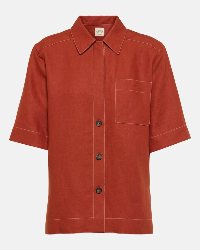 TOD'S Hemd aus Leinen Rot
