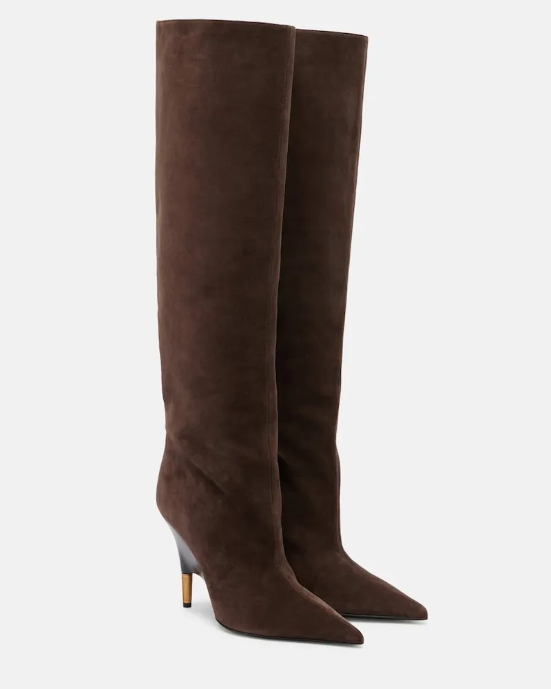 KHAITE Stiefel Bella 100 aus Veloursleder Braun