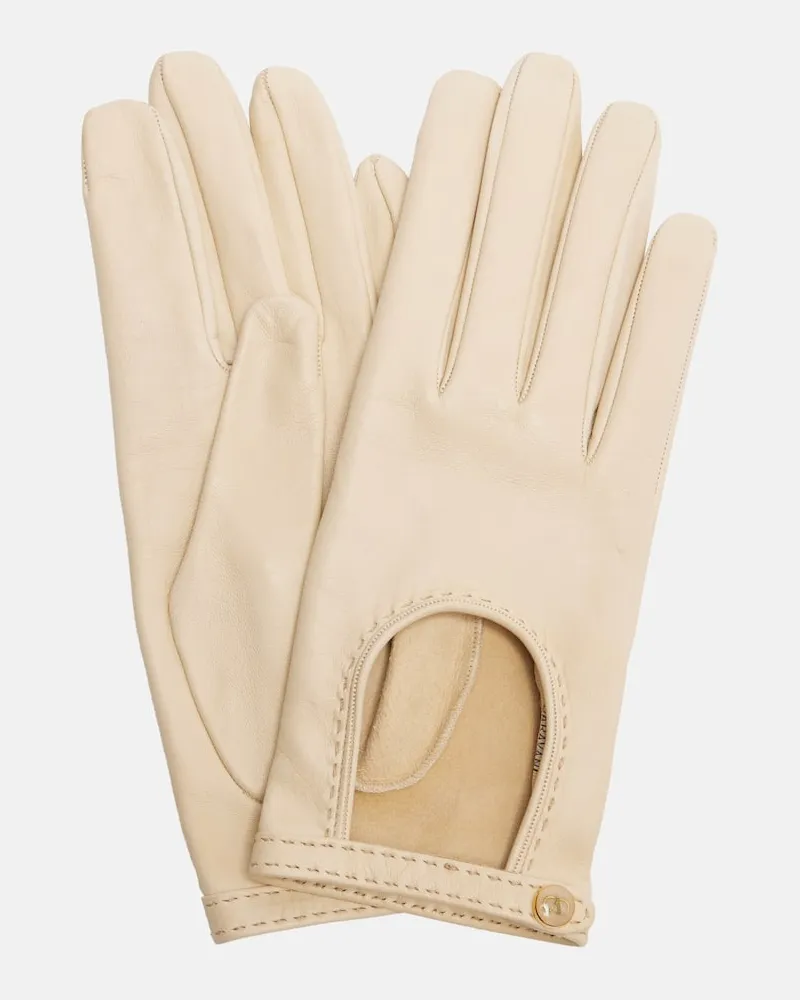Valentino Garavani Handschuhe VLogo aus Leder Beige