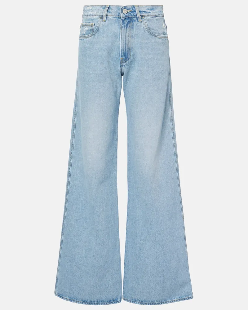 COPERNI Wide-Leg Jeans mit Leder Blau