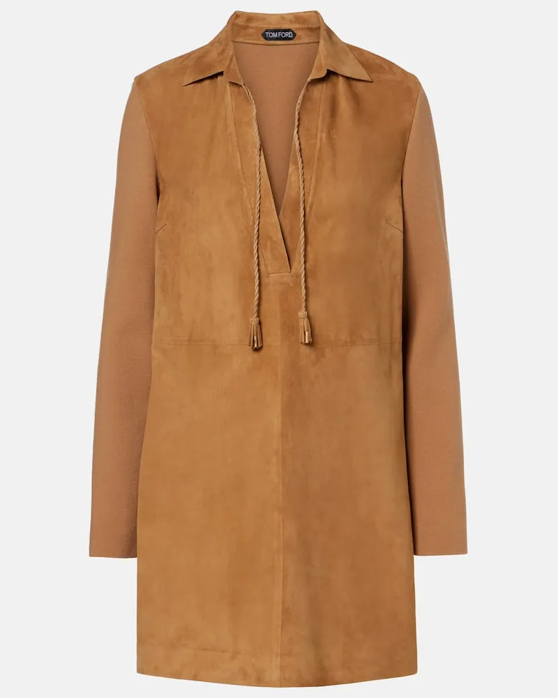 Tom Ford Minikleid aus Veloursleder Braun