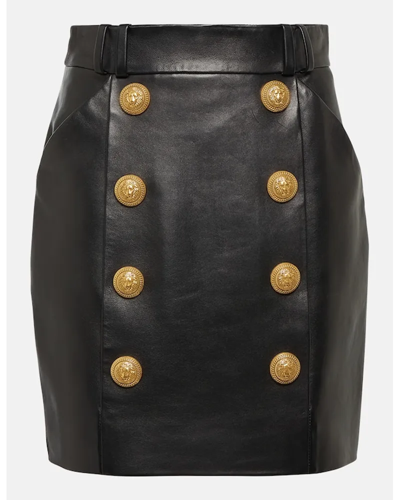 Balmain Minirock aus Leder Schwarz