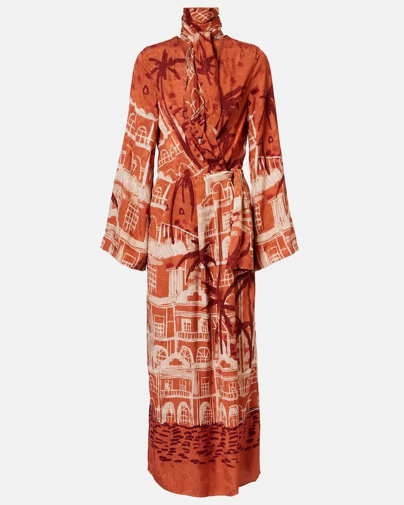 Johanna Ortiz Maxikleid Ollantay aus Jacquard Rot