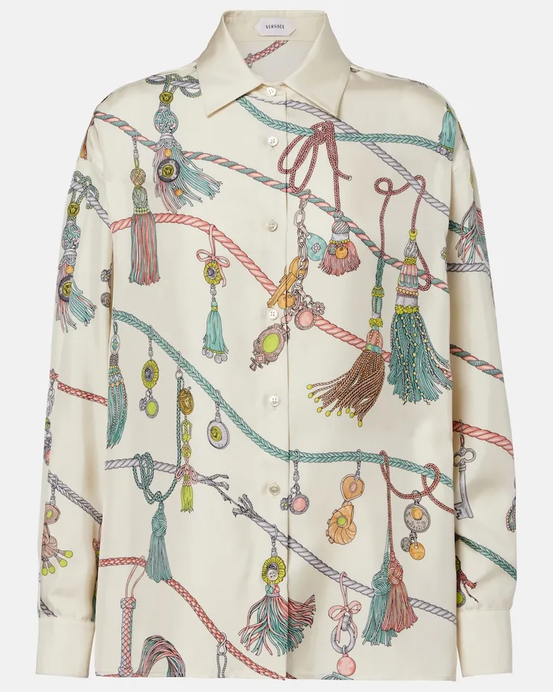 Versace Bedruckte Bluse aus Seiden-Twill Multicolor