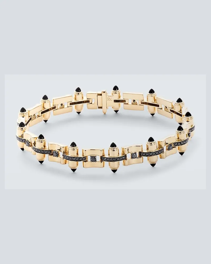 Rainbow K Armband Celeste aus 14kt Gelbgold mit Diamanten und Onyx Gold
