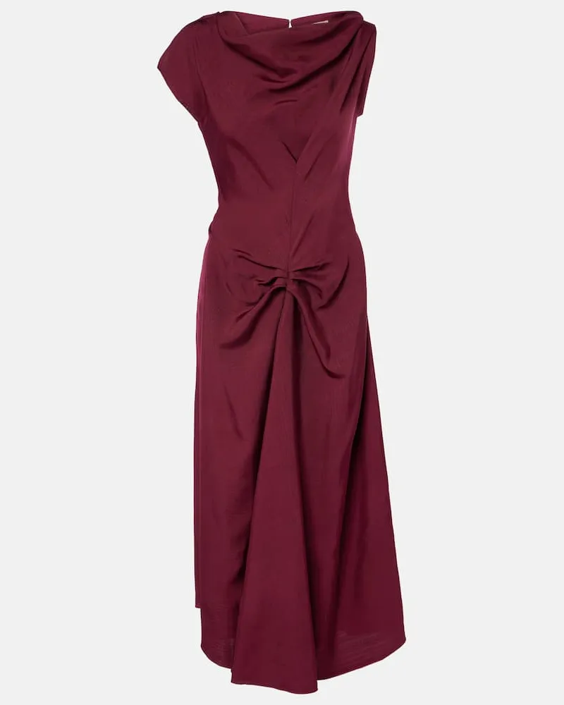 Victoria Beckham Midikleid Burgunderrot