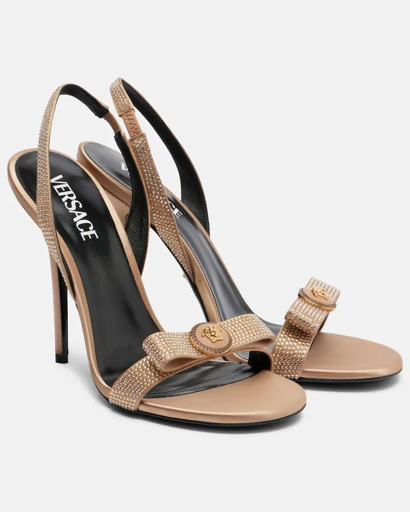 Versace Slingback-Sandalen Medusa aus Satin Beige
