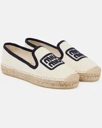 Miu Miu Bestickte Espadrilles aus Drill Weiss