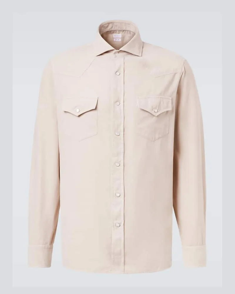 Brunello Cucinelli Hemd LS aus Baumwolle Beige