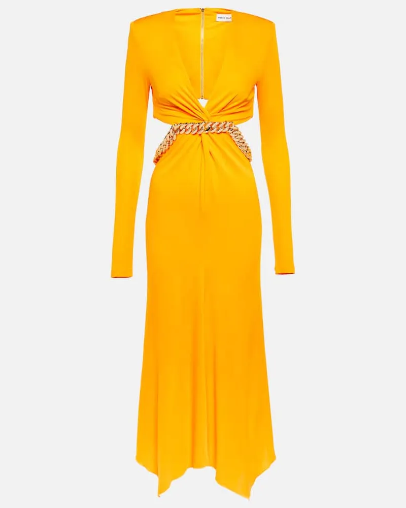 Rebecca Vallance Midikleid Phoenix aus Jersey Gelb
