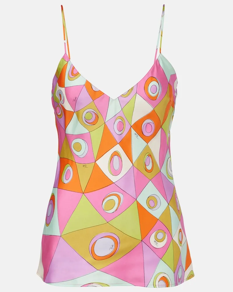 Emilio Pucci Top Occhi aus Seiden-Twill Multicolor