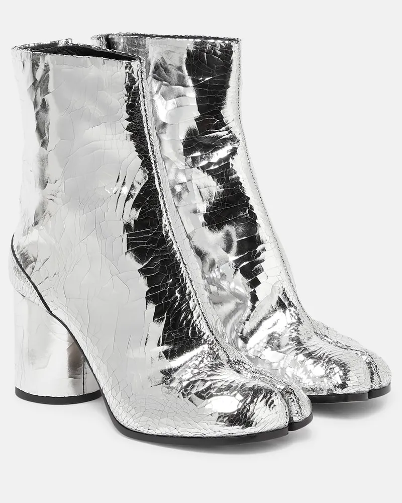 Maison Margiela Ankle Boots Tabi aus Metallic-Leder Silber