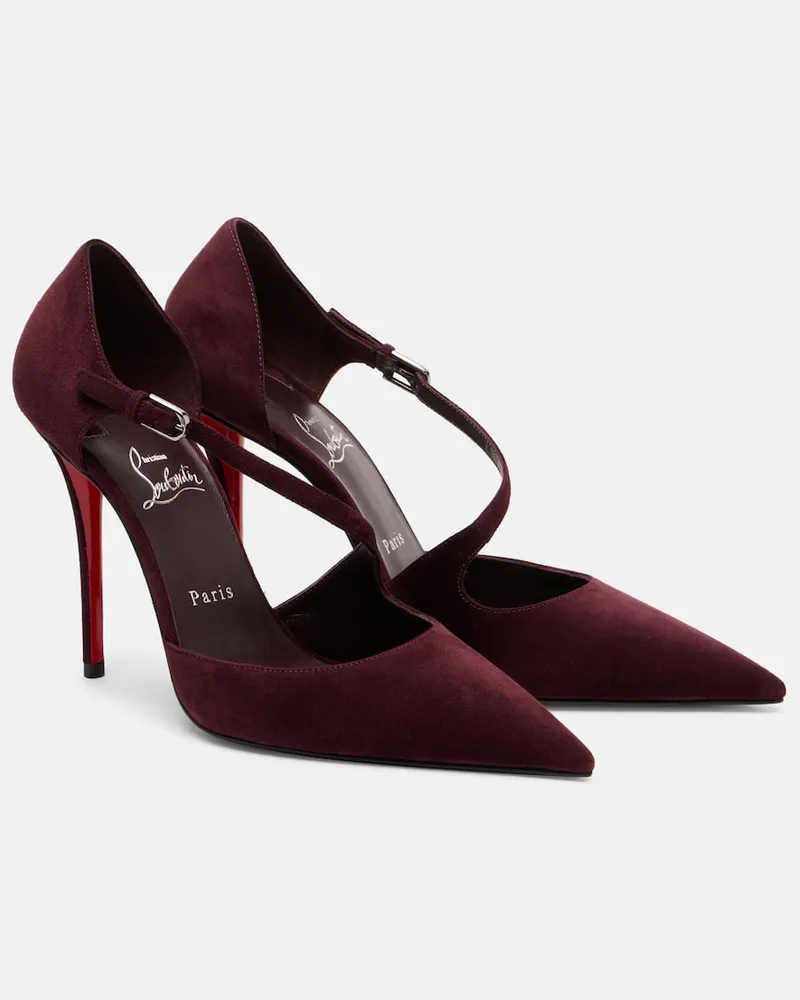Christian Louboutin Pumps Miss Ziggyta 100 aus Veloursleder Burgunderrot