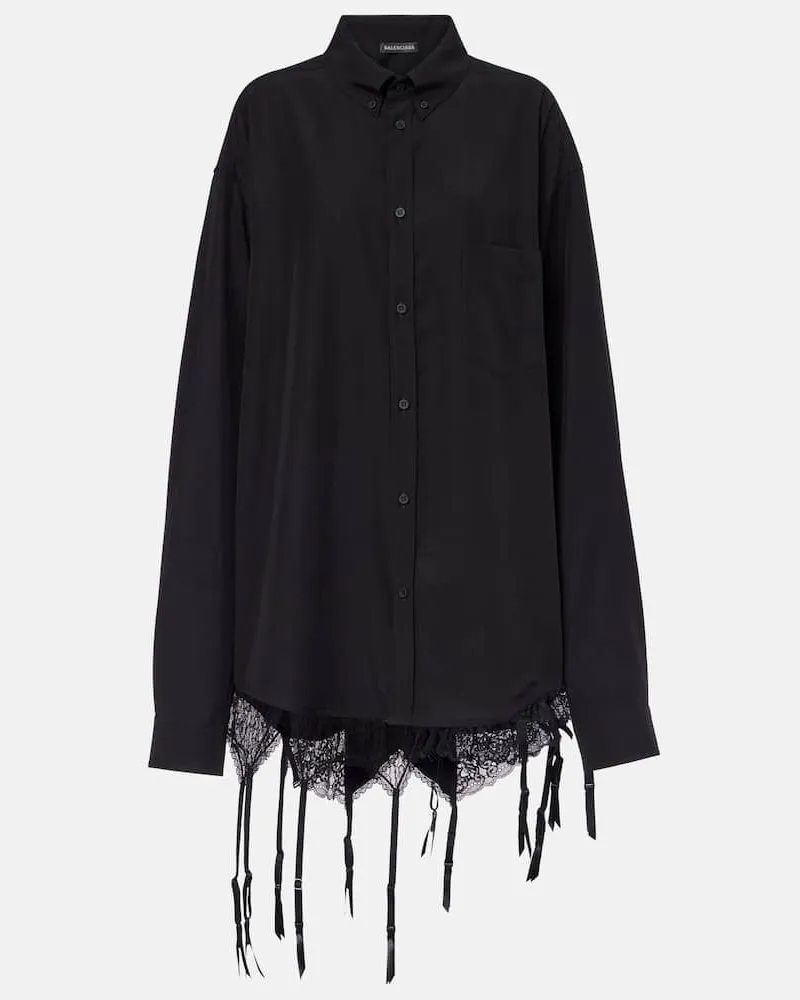 Balenciaga Oversize-Hemd aus Popeline Schwarz