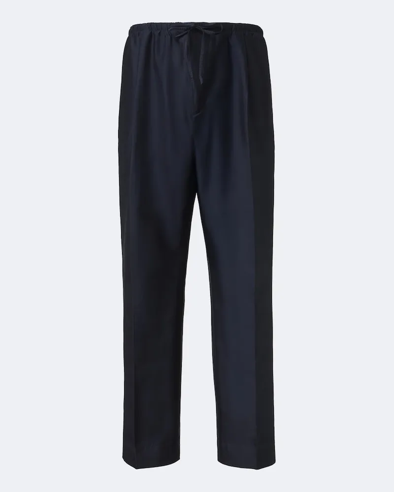 Bottega Veneta Gerade Hose aus Baumwolle und Seide Blau