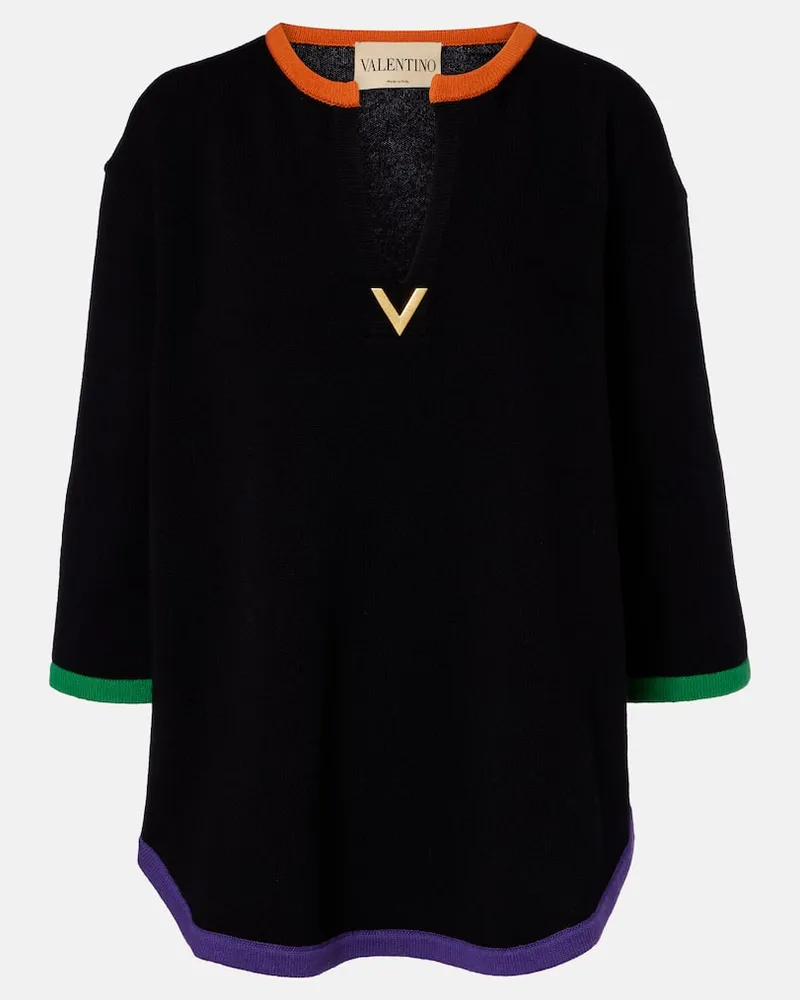 Valentino Garavani Pullover VGold aus Schurwolle Schwarz