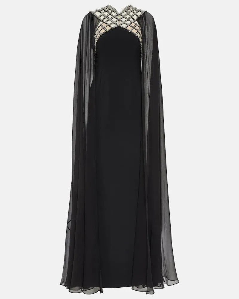 Jenny Packham Verzierte Robe Natalie aus Crêpe Schwarz