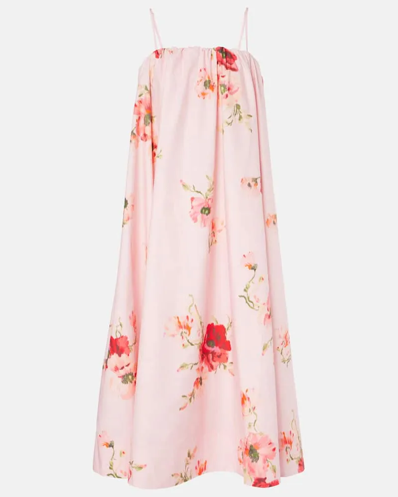 Zimmermann Midikleid Lightburst Puff aus Baumwolle Rosa
