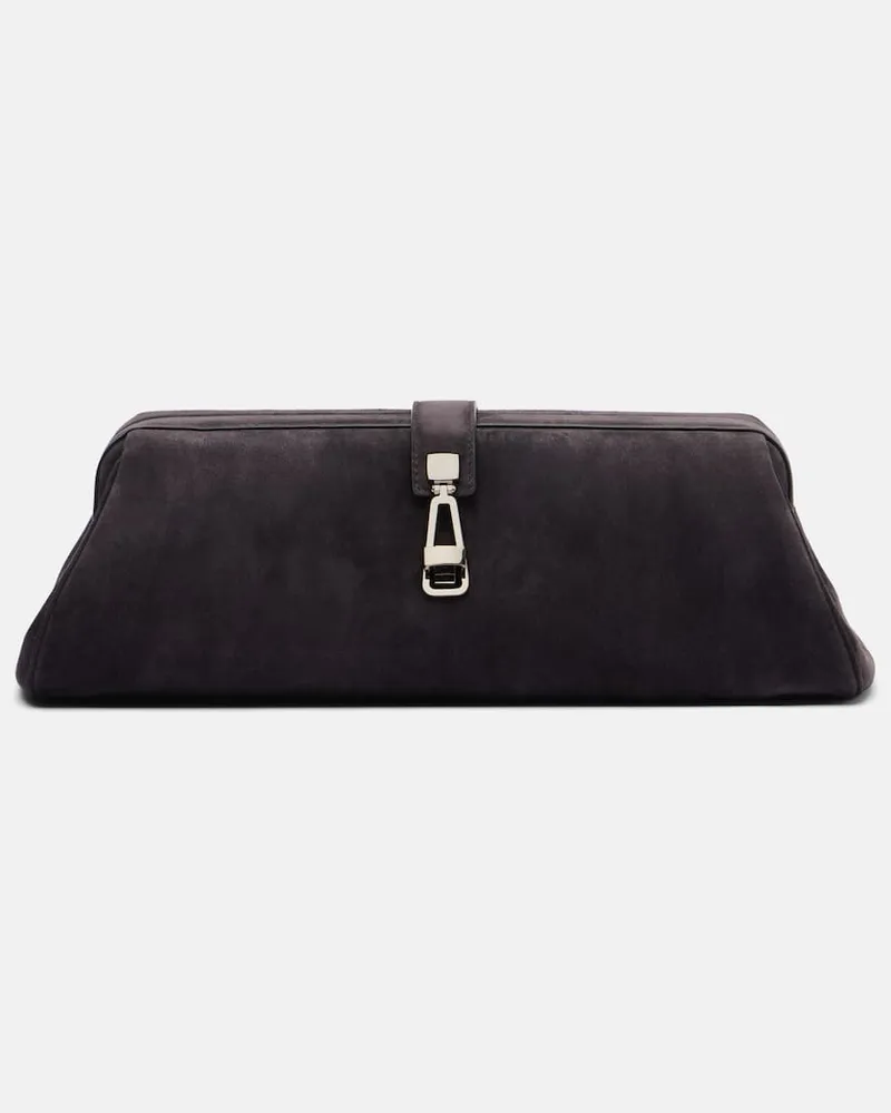 Gabriela Hearst Schultertasche Small aus Veloursleder Grau