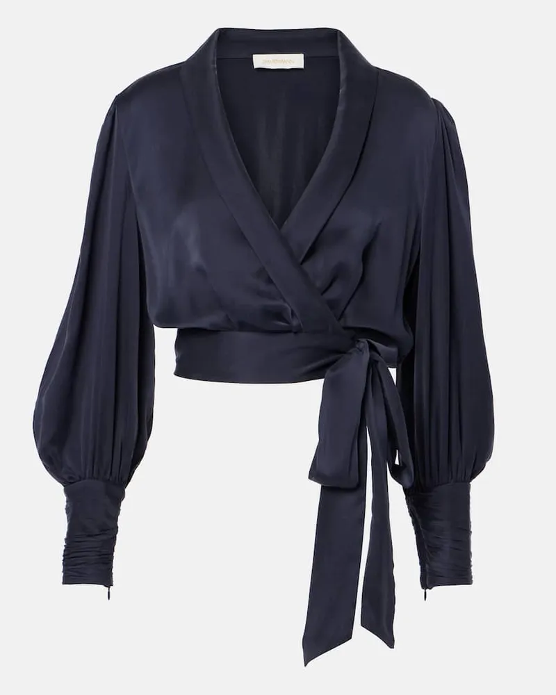 Zimmermann Wickeltop aus Seide Blau